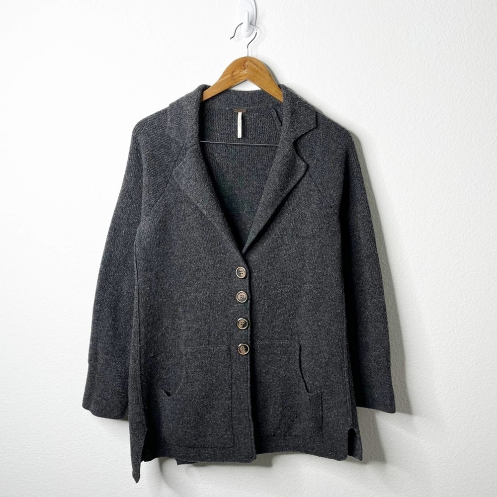 Free People Wool Button Wool Cardigan Shacket Womens Size M